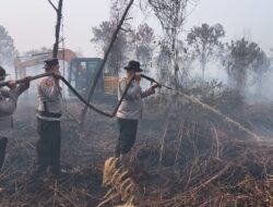 Kerahkan 123 Personel, Kapolres Kampar Pimpin Langsung Pemadaman & Pendinginan Karhutla di Rimbo Panjang