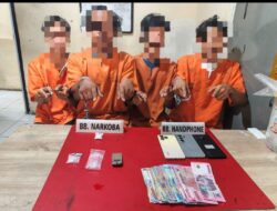Polsek Perhentian Raja Tangkap 4 Pelaku Narkoba di Desa Hangtuah