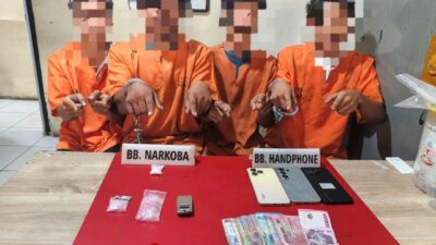 Polsek Perhentian Raja Tangkap 4 Pelaku Narkoba di Desa Hangtuah